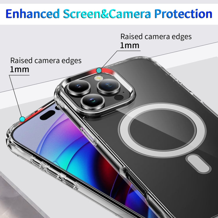 For iPhone 16 Pro Four Corner Airbags MagSafe Magnetic Phone Case - Transparent