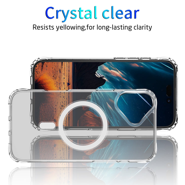 For iPhone 16 Four Corner Airbags MagSafe Magnetic Phone Case - Transparent
