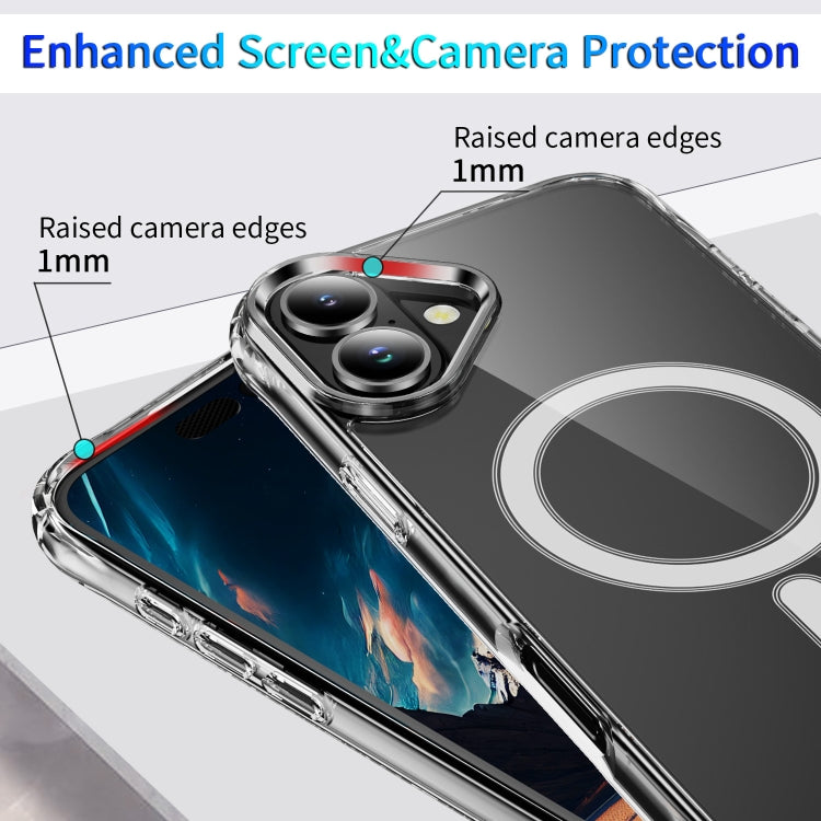 For iPhone 16 Plus Four Corner Airbags MagSafe Magnetic Phone Case - Transparent