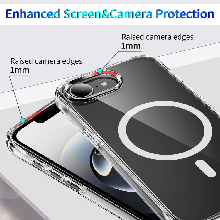For iPhone 17e / 16e Four Corner Airbags MagSafe Magnetic Phone Case - Transparent