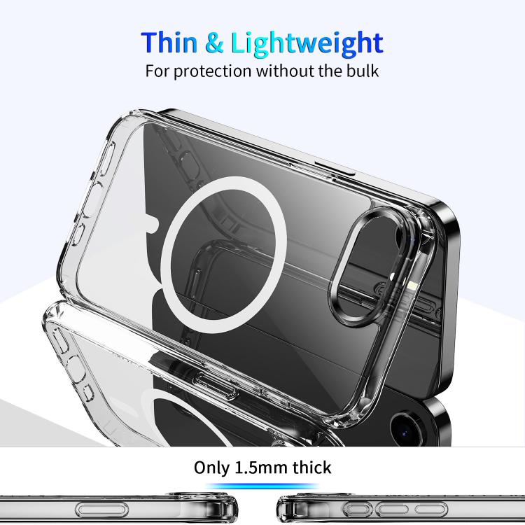 For iPhone 17e / 16e Four Corner Airbags MagSafe Magnetic Phone Case - Transparent