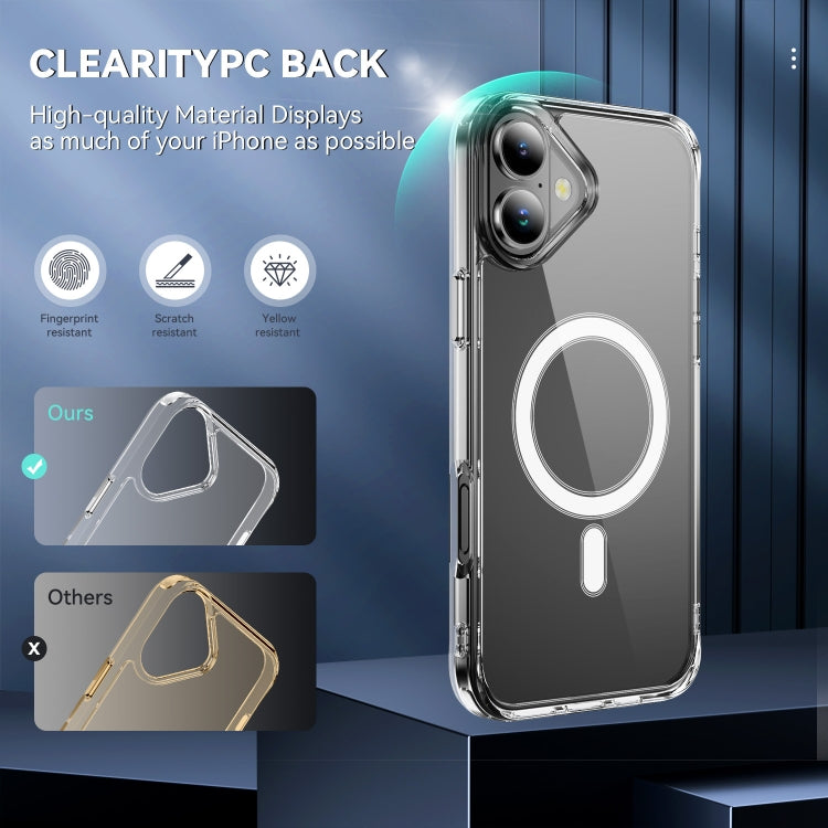 For iPhone 16 Plus MagSafe Clear Acrylic PC +TPU Phone Case - Transparent