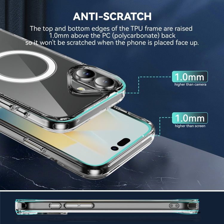 For iPhone 16 MagSafe Clear Acrylic PC +TPU Phone Case - Transparent