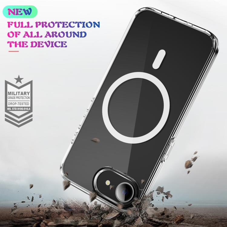 For iPhone 17e / 16e MagSafe Clear Acrylic PC +TPU Phone Case - Transparent