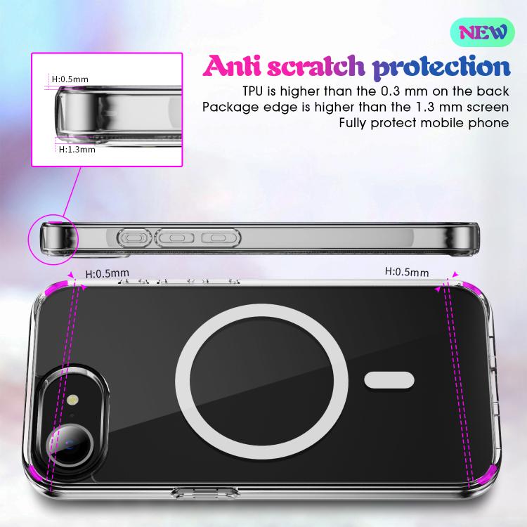 For iPhone 17e / 16e MagSafe Clear Acrylic PC +TPU Phone Case - Transparent