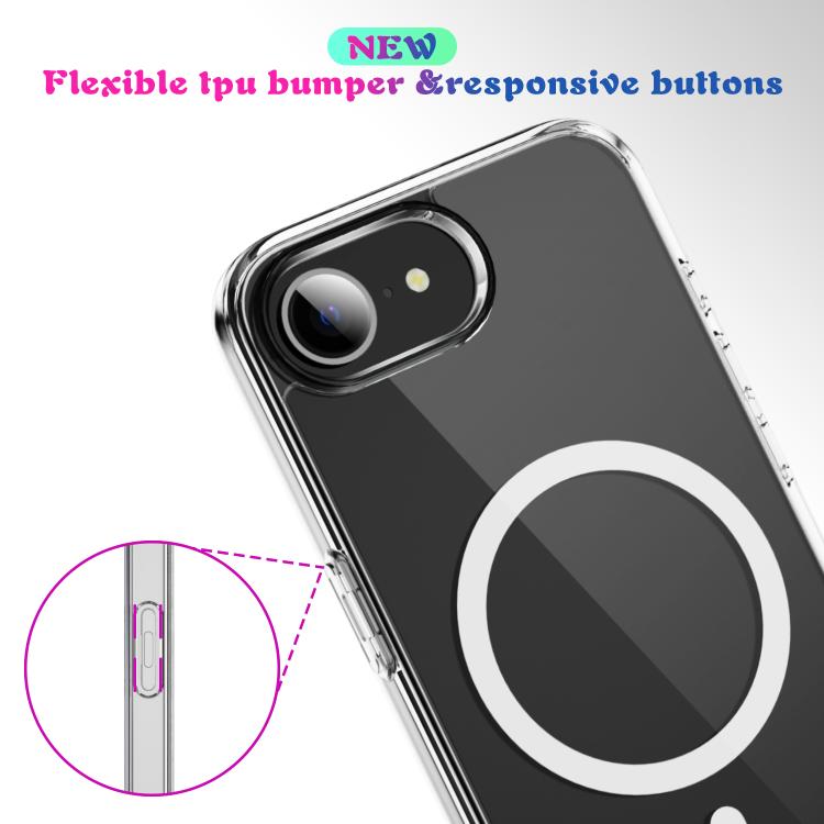 For iPhone 17e / 16e MagSafe Clear Acrylic PC +TPU Phone Case - Transparent
