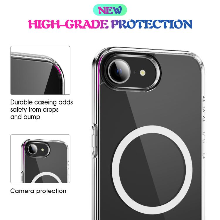 For iPhone 17e / 16e MagSafe Clear Acrylic PC +TPU Phone Case - Transparent