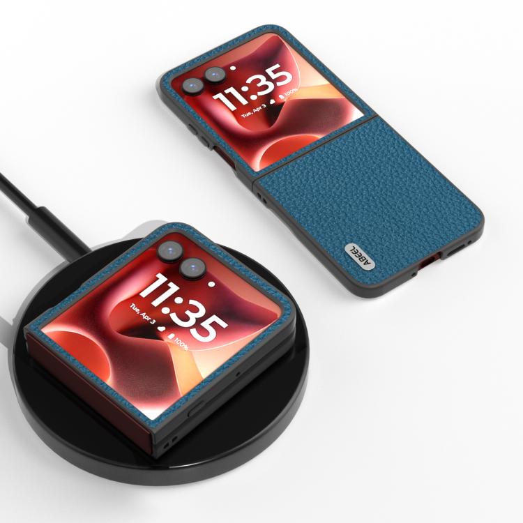 For Motorola Razr 60 Ultra ABEEL Genuine Leather Litchi Texture Phone Case