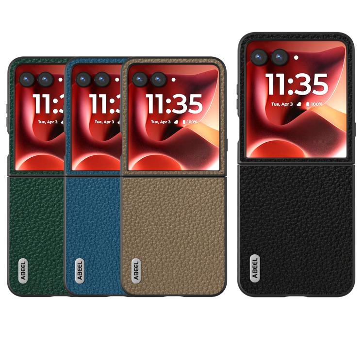 For Motorola Razr 60 Ultra ABEEL Genuine Leather Litchi Texture Phone Case