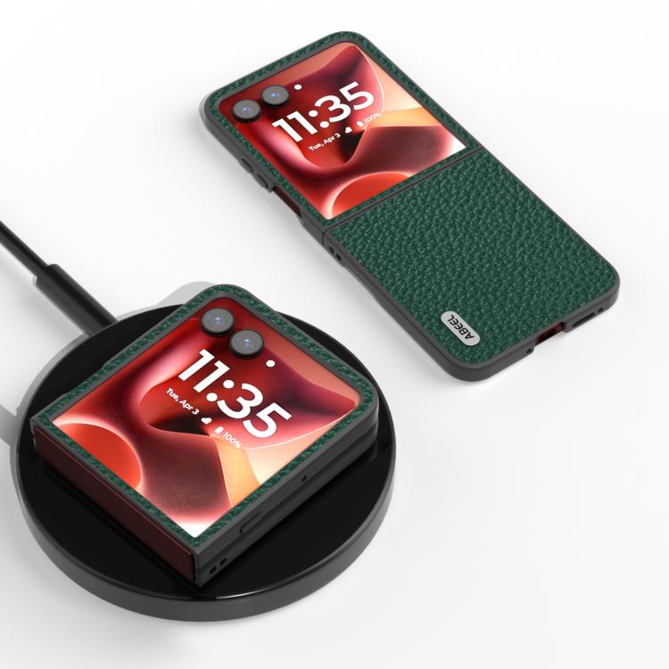 For Motorola Razr 60 Ultra ABEEL Genuine Leather Litchi Texture Phone Case