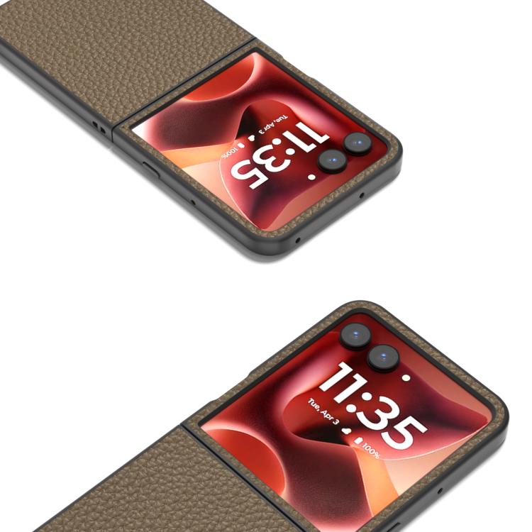 For Motorola Razr 60 Ultra ABEEL Genuine Leather Litchi Texture Phone Case