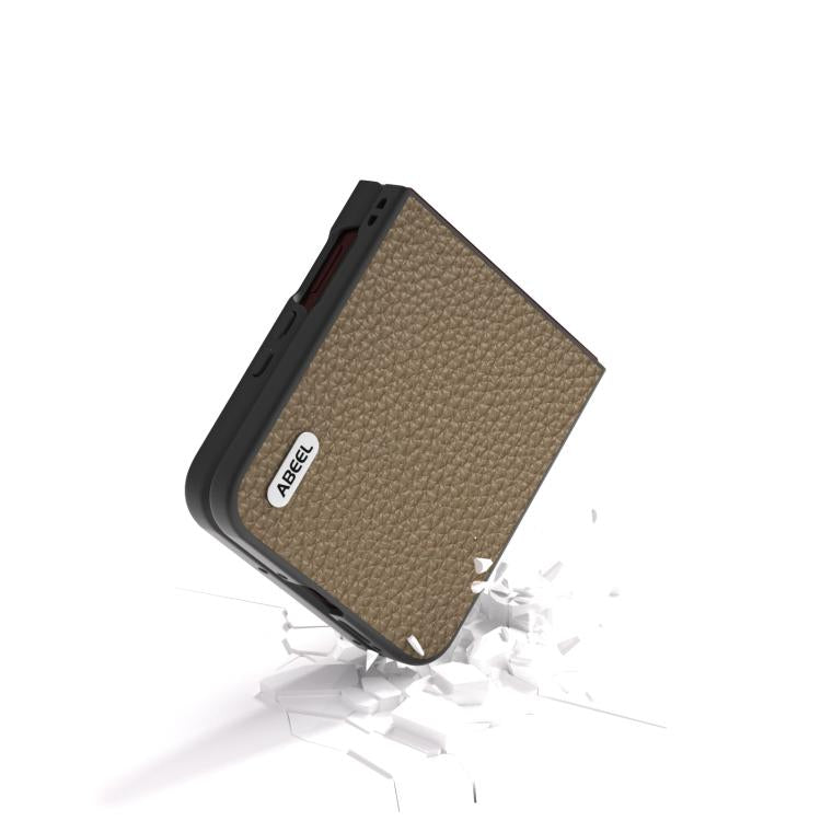 For Motorola Razr 60 Ultra ABEEL Genuine Leather Litchi Texture Phone Case