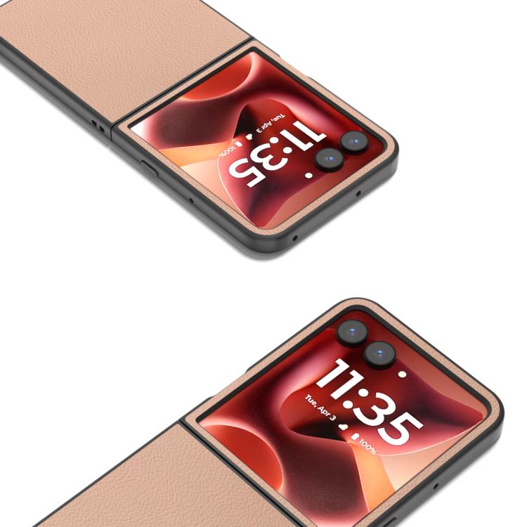 For Motorola Razr 60 Ultra ABEEL Genuine Leather + PC Litchi Texture Phone Case