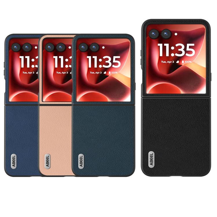 For Motorola Razr 60 Ultra ABEEL Genuine Leather + PC Litchi Texture Phone Case