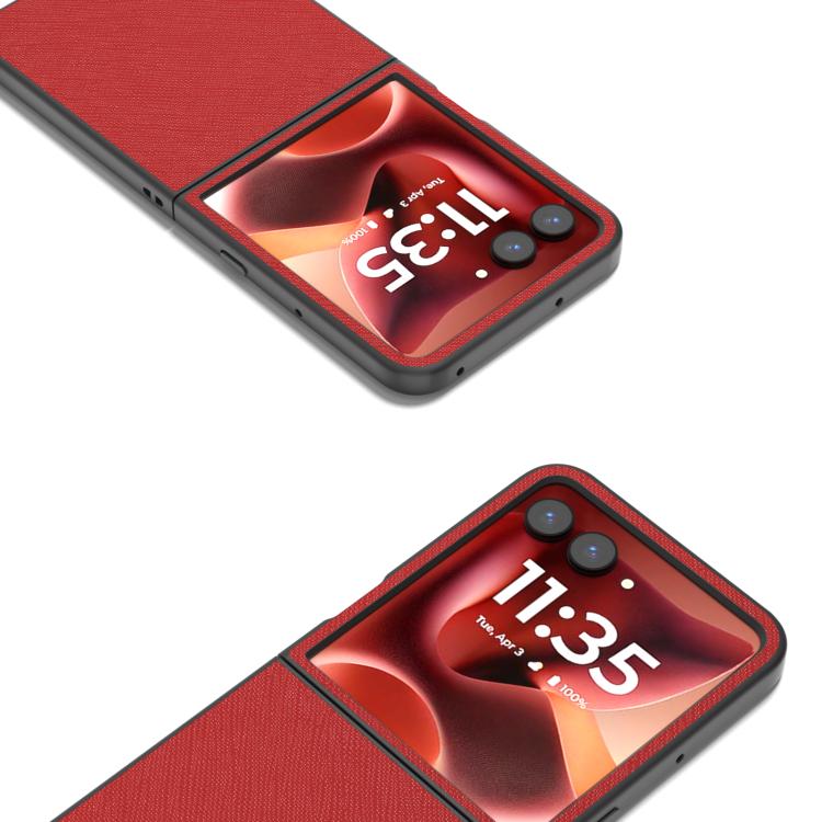 For Motorola Razr 60 Ultra ABEEL Cross Texture Genuine Leather Phone Case
