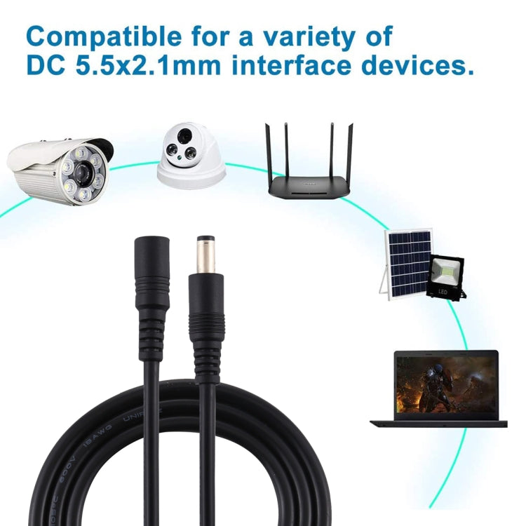 8A 5.5 x 2.1mm Female to Male DC Power Extension Cable, Length:1.5m(Black)