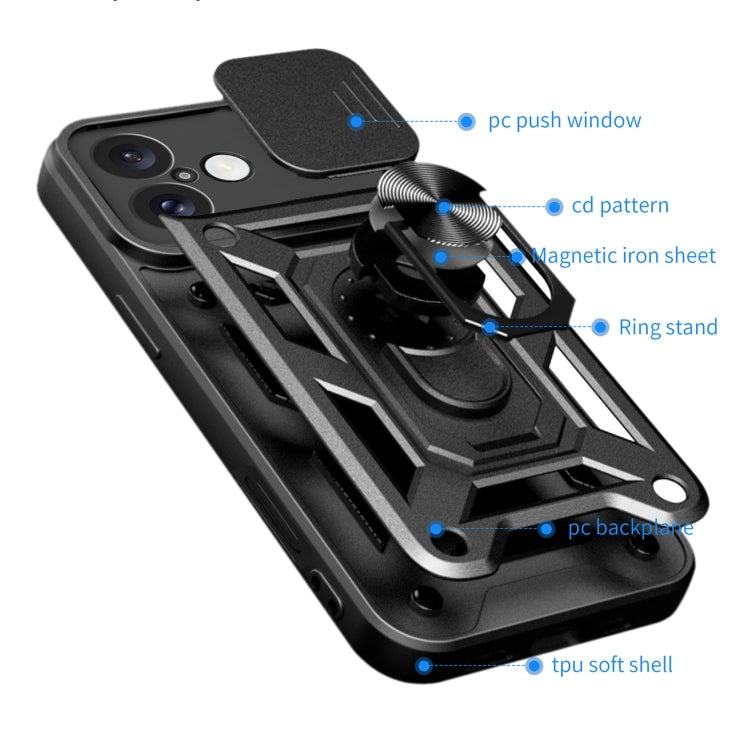 For iPhone 16 Plus Sliding Camera Cover Design TPU+PC Phone Case