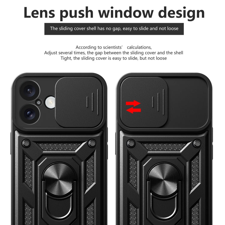 For iPhone 16 Plus Sliding Camera Cover Design TPU+PC Phone Case