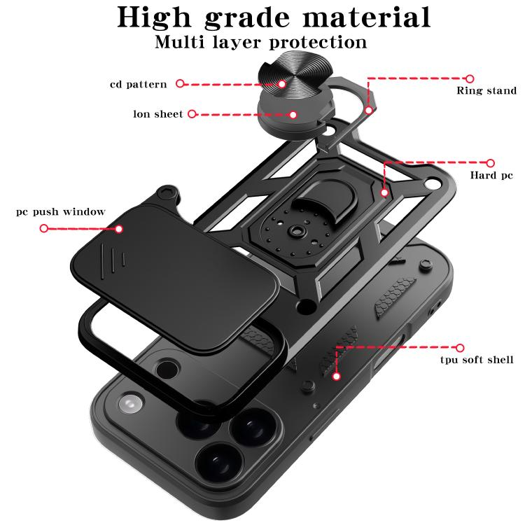 For iPhone 17 Pro Sliding Camera Cover Design TPU+PC Phone Case