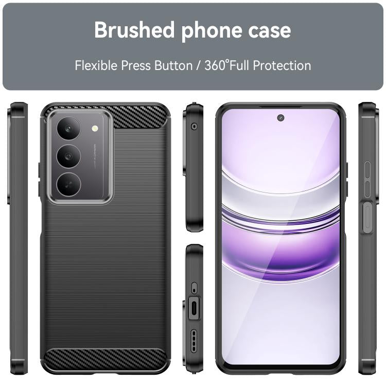 For Realme C75x Carbon Fiber Brushed Texture TPU Phone Case
