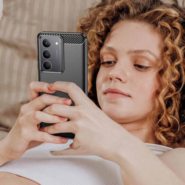 For Realme C75x Carbon Fiber Brushed Texture TPU Phone Case