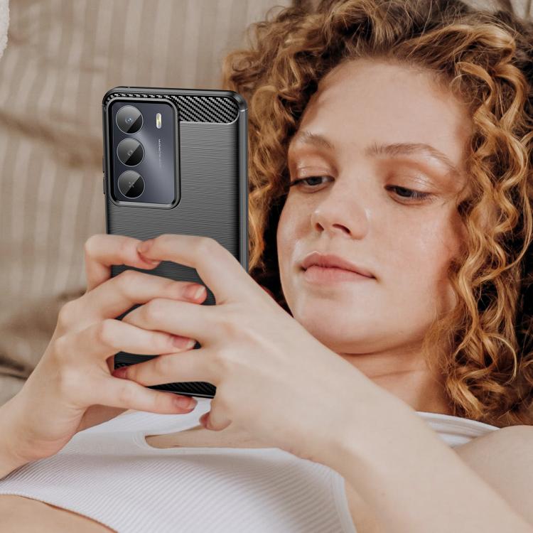 For Realme V70 Carbon Fiber Brushed Texture TPU Phone Case