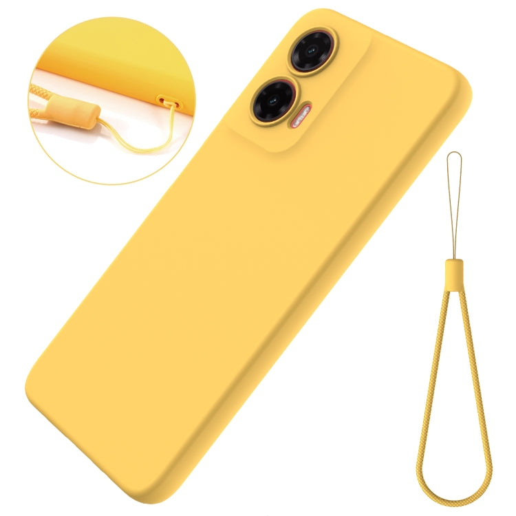 For Motorola Moto G35 Solid Color Liquid Silicone Dropproof Full Coverage Phone Case