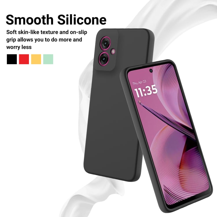 For Motorola Moto G55 Solid Color Liquid Silicone Dropproof Full Coverage Phone Case