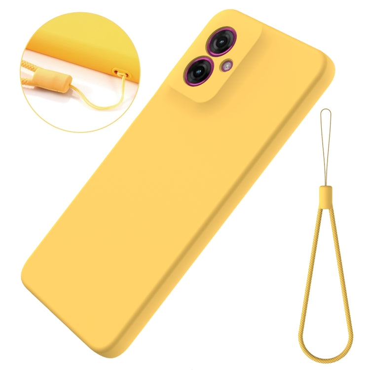 For Motorola Moto G55 Solid Color Liquid Silicone Dropproof Full Coverage Phone Case