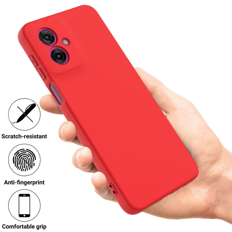 For Motorola Moto G55 Solid Color Liquid Silicone Dropproof Full Coverage Phone Case