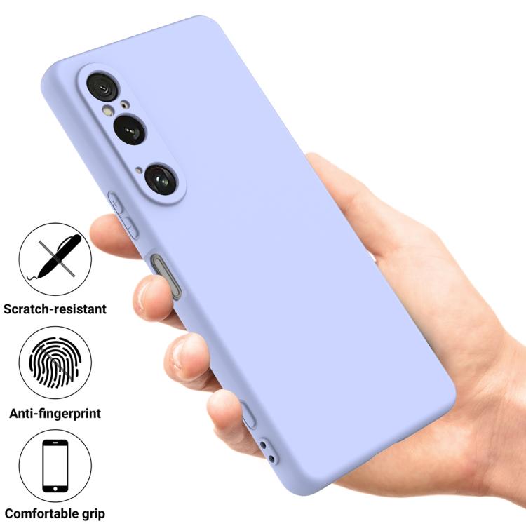 For Sony Xperia 1 VI Pure Color Liquid Silicone Shockproof Phone Case - Purple