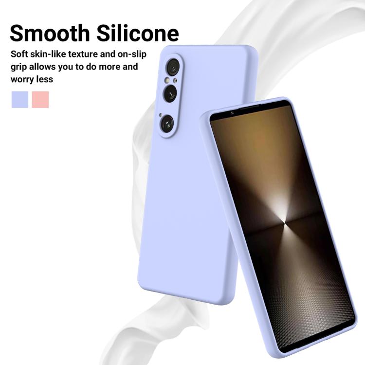 For Sony Xperia 1 VI Pure Color Liquid Silicone Shockproof Phone Case - Purple