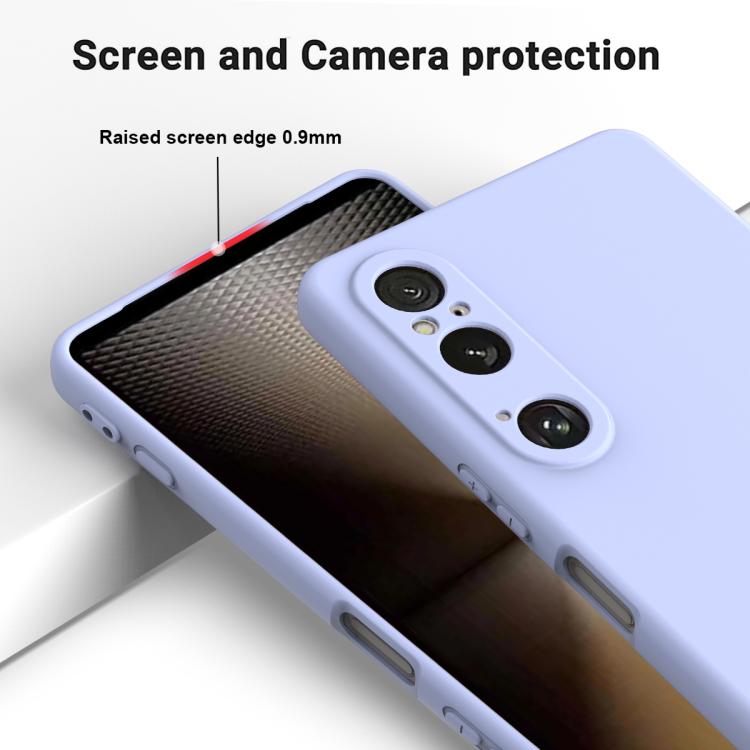 For Sony Xperia 1 VI Pure Color Liquid Silicone Shockproof Phone Case - Purple