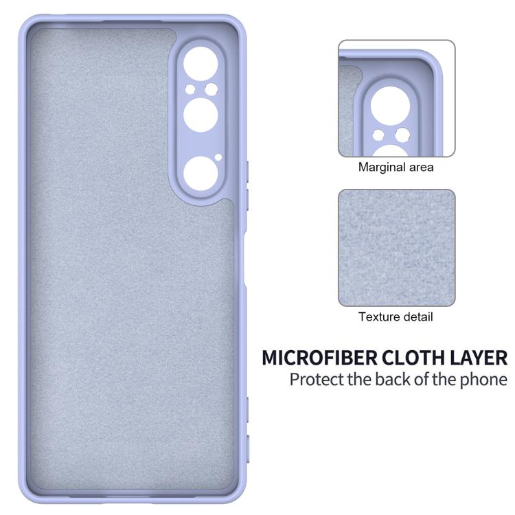 For Sony Xperia 1 VI Pure Color Liquid Silicone Shockproof Phone Case - Purple