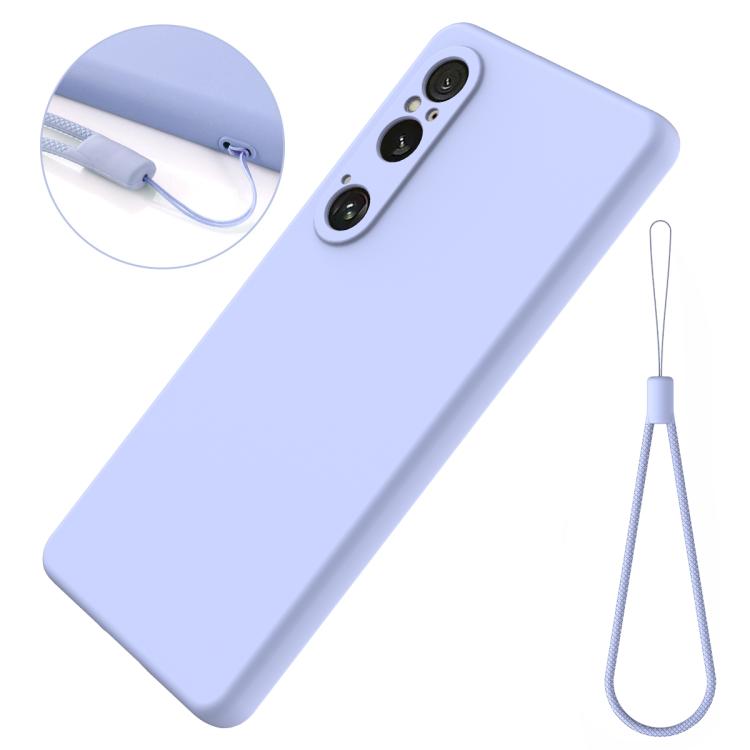 For Sony Xperia 1 VI Pure Color Liquid Silicone Shockproof Phone Case - Purple