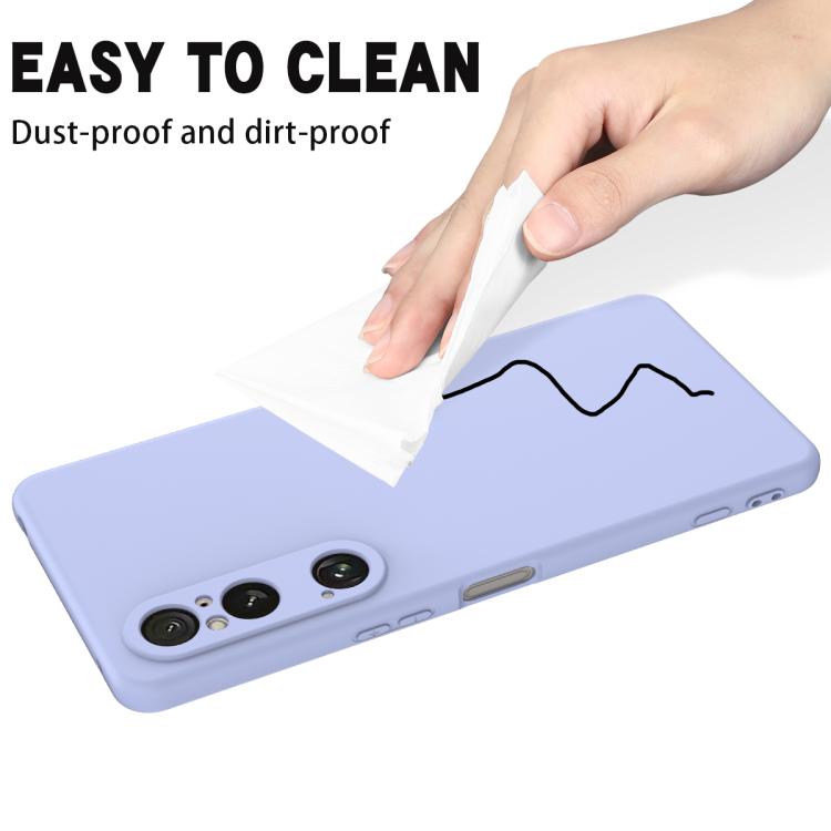 For Sony Xperia 1 VI Pure Color Liquid Silicone Shockproof Phone Case - Purple