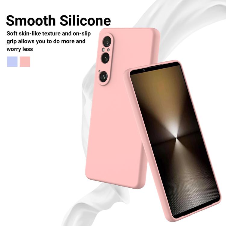 For Sony Xperia 1 VI Pure Color Liquid Silicone Shockproof Phone Case - Pink