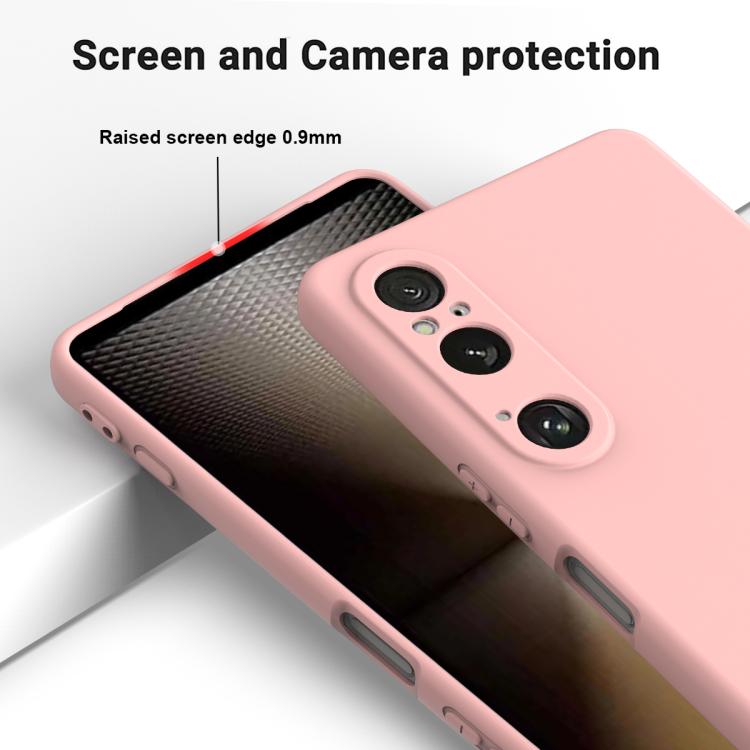 For Sony Xperia 1 VI Pure Color Liquid Silicone Shockproof Phone Case - Pink
