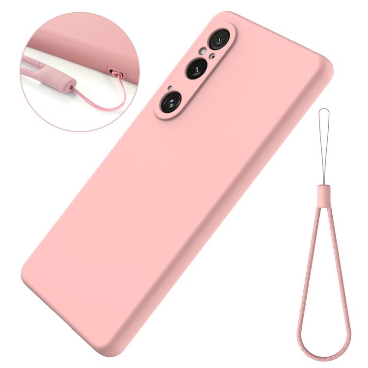 For Sony Xperia 1 VI Pure Color Liquid Silicone Shockproof Phone Case - Pink