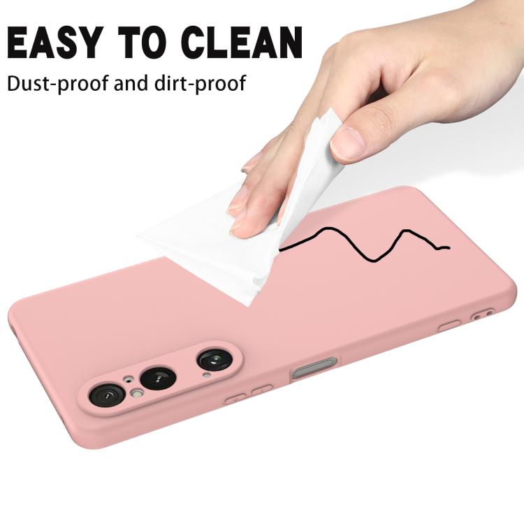 For Sony Xperia 1 VI Pure Color Liquid Silicone Shockproof Phone Case - Pink