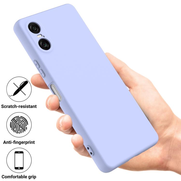 For Sony Xperia 10 VI Pure Color Liquid Silicone Shockproof Phone Case - Purple