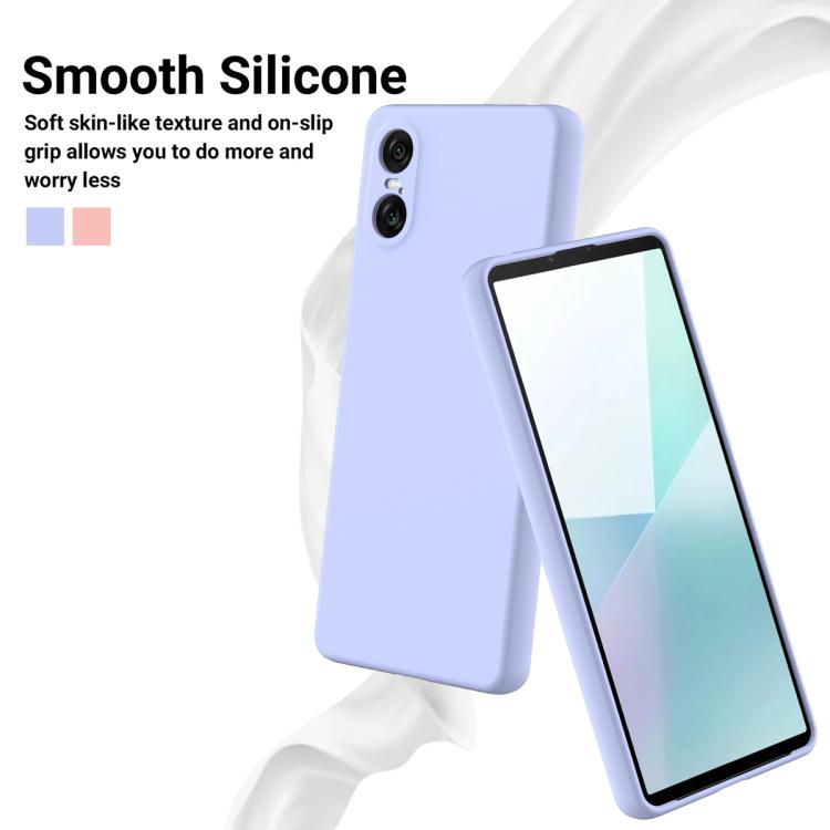 For Sony Xperia 10 VI Pure Color Liquid Silicone Shockproof Phone Case - Purple