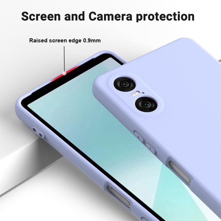 For Sony Xperia 10 VI Pure Color Liquid Silicone Shockproof Phone Case - Purple