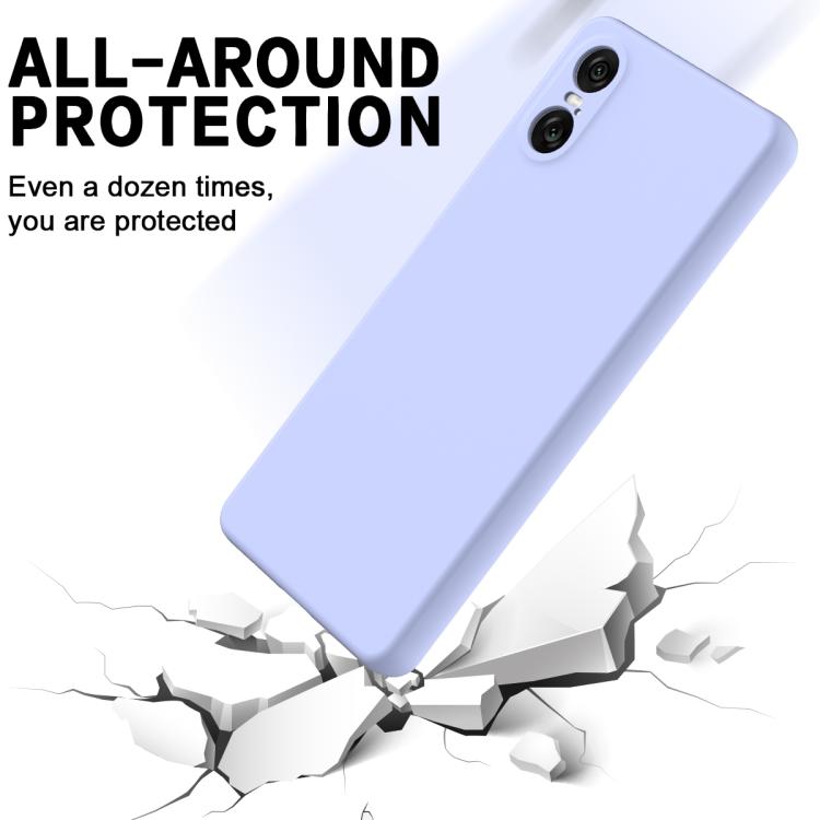 For Sony Xperia 10 VI Pure Color Liquid Silicone Shockproof Phone Case - Purple