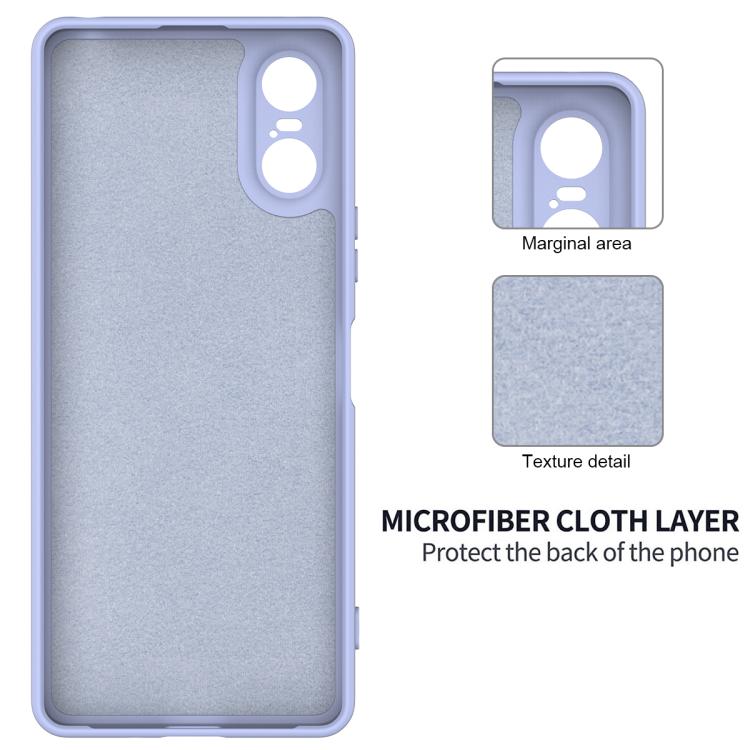 For Sony Xperia 10 VI Pure Color Liquid Silicone Shockproof Phone Case - Purple