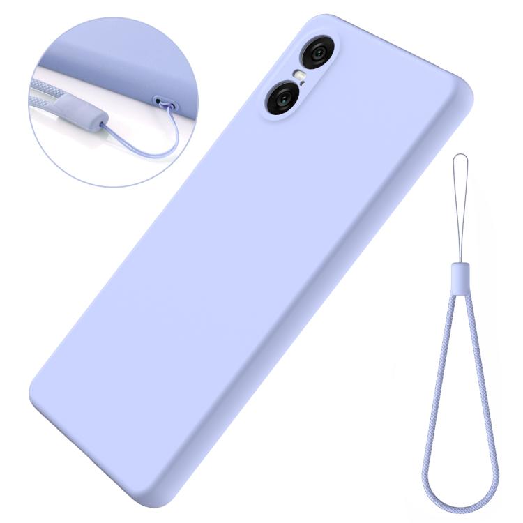 For Sony Xperia 10 VI Pure Color Liquid Silicone Shockproof Phone Case - Purple
