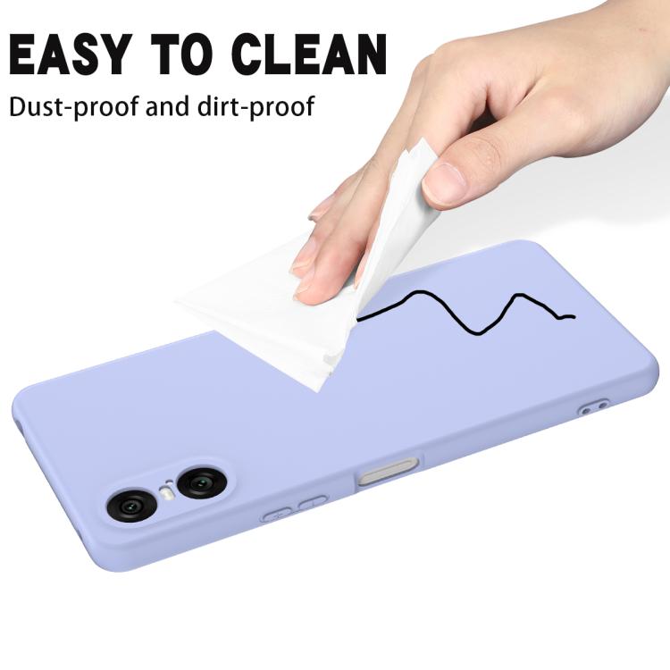 For Sony Xperia 10 VI Pure Color Liquid Silicone Shockproof Phone Case - Purple