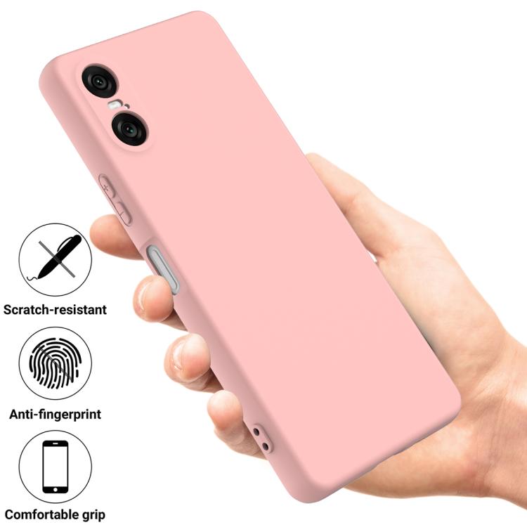 For Sony Xperia 10 VI Pure Color Liquid Silicone Shockproof Phone Case - Pink
