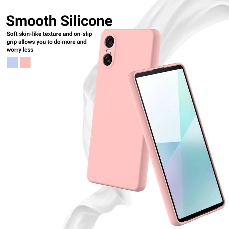 For Sony Xperia 10 VI Pure Color Liquid Silicone Shockproof Phone Case - Pink