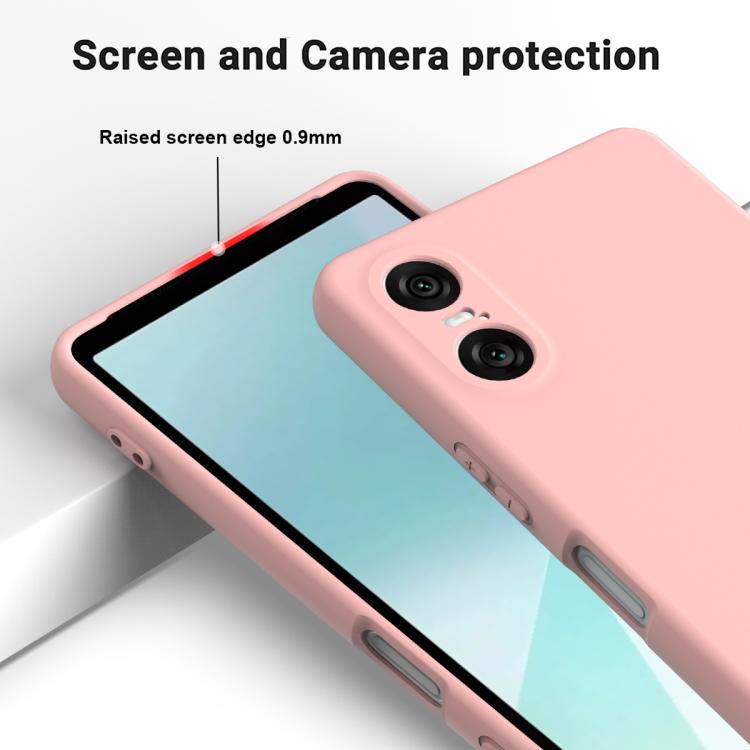 For Sony Xperia 10 VI Pure Color Liquid Silicone Shockproof Phone Case - Pink
